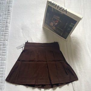Aritzia Babton Brown Pleated Skirt